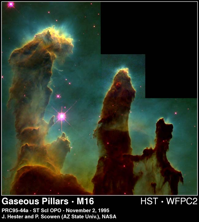 A Hubble photo of the Eagle nebula (M16).